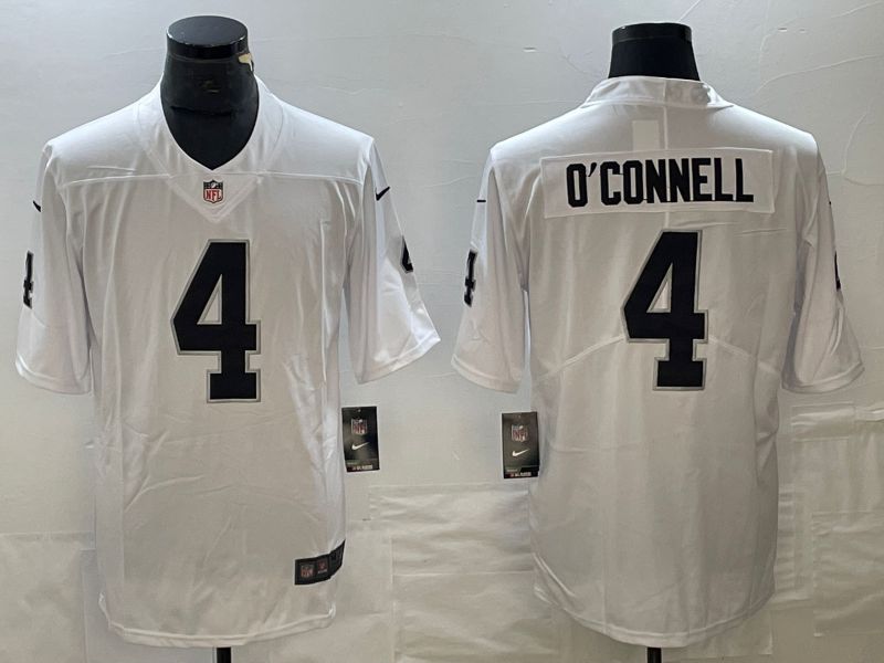 Men Oakland Raiders 4 OConnell White 2023 Nike Vapor Limited NFL Jersey style 1